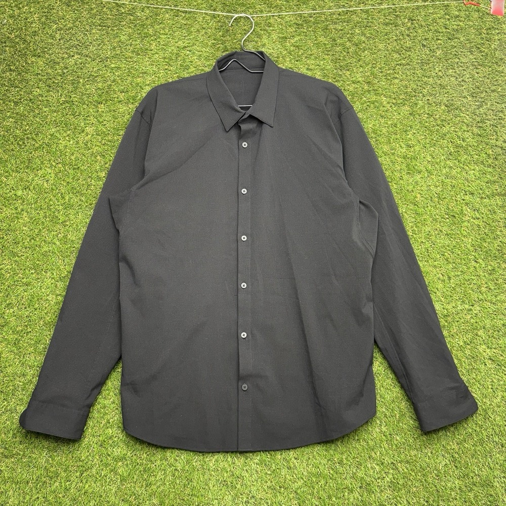 Lululemon New Venture Slim Fit Long Sleeve Shirt Mens Large Black Button Up